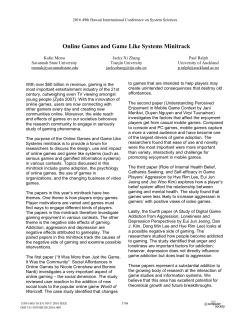 Introduction to the Online Games and Game