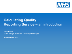 Calculating Quality Reporting Service