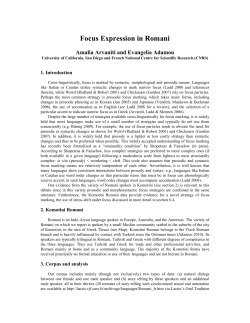 Focus Expression in Romani - Hal-SHS