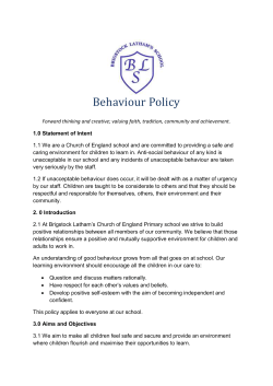 Behaviour Policy 2016 - Brigstock Primary School