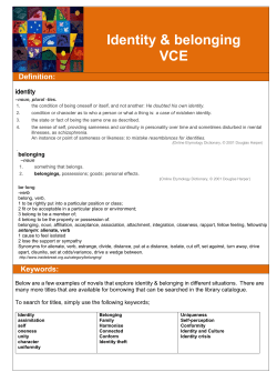 Identity and Belonging Year 11