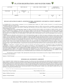 MSC Player Registration and Waiver Form