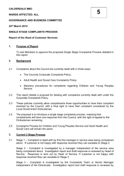 Item 5 Single Stage Complaints Process