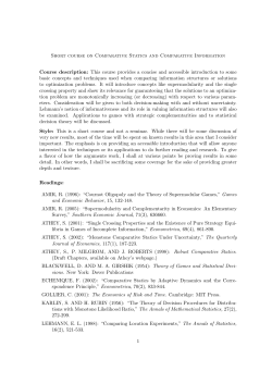 Short course on Comparative Statics and Comparative Information