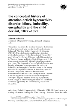the conceptual history of attention deficit hyperactivity disorder