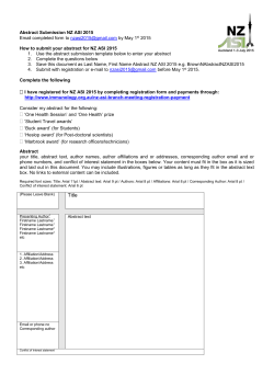 Abstract Submission NZ ASI 2015 Email completed form to