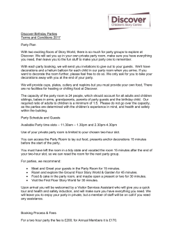 Discover Birthday Parties Terms and Conditions 2017 Party Plan