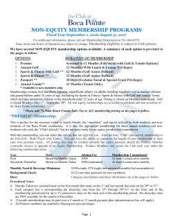 Boca Pointe NON-EQUITY MEMBERSHIP PROGRAMS 2016-2017