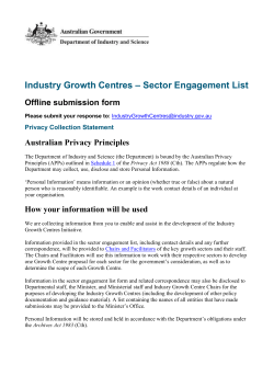 Industry Growth Centre - Sector Engagement List