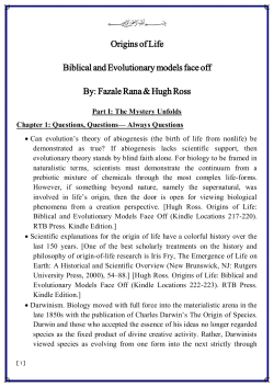 Origins of Life Biblical and Evolutionary models