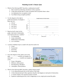 Modeling Earths Climate Quiz