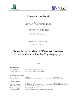 (Pseudo) Random Number Generation for Cryptography.