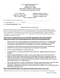 at our North Charleston location. Please arrive 15 minutes before