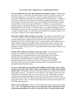 ALL STAR CAMP—FREQUENTLY ASKED QUESTIONS Can you