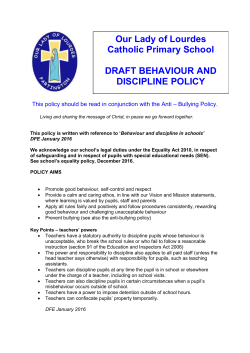 Behaviour and Discipline Policy - Our Lady Of Lourdes Catholic