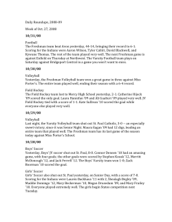 Daily Roundups, 2008-09 Week of Oct. 27, 2008 10/31/08 Football