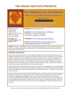 THE WRIGHT INSTITUTE PRESENTS: