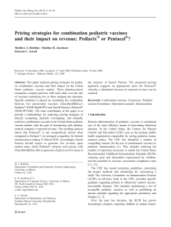 Pricing strategies for combination pediatric vaccines and their