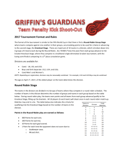 2017 Tournament Format and Rules Round Robin Stage