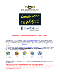 Certification Information for the 2018 Selling Season Certification for