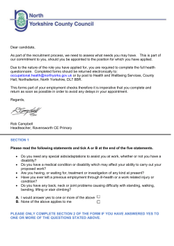 pre employment health questionnaire - mandatory