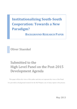 Institutionalizing South-South Cooperation: Towards a New