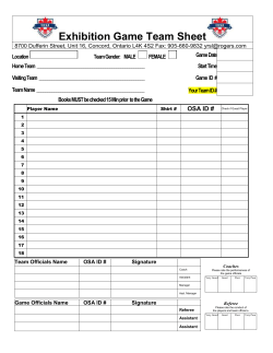 Exhibition Game Sheet