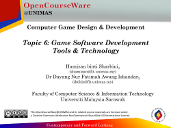 Topic 6: Game Software Development Tools