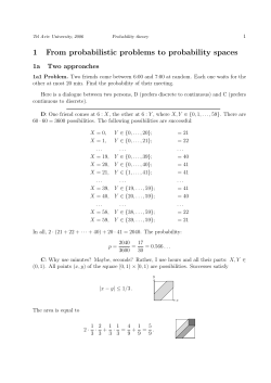 1 From probabilistic problems to probability spaces