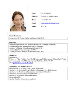 Name: Inez de Beaufort Function: Professor of Medical Ethics Phone
