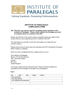 fpwpp complaints form - Institute of Paralegals