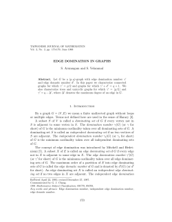 EDGE DOMINATION IN GRAPHS S. Arumugam and S. Velammal 1