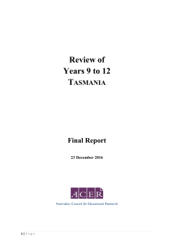 Review of Years 9 to 12 in Tasmania
