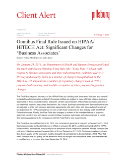 Omnibus Final Rule Issued on HIPAA/ HITECH Act