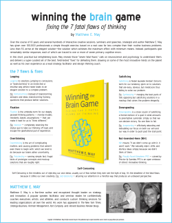 MATTHEW E. MAY winning the brain game fixing the 7 fatal flaws of