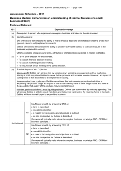Level 1 Business Studies (90837) 2011 Assessment Schedule