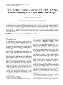 Age, Gender, Loss aversion, Regret, Risk Taking Ability