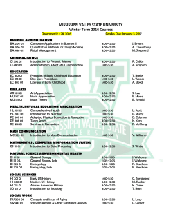 MISSISSIPPI VALLEY STATE UNIVERSITY Winter Term 2016