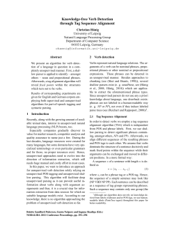 Knowledge-free Verb Detection through Tag Sequence Alignment