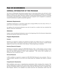 PhD IN ECONOMICS - faculty of economics and management
