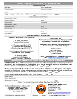 MOUNT PENN SOCCER CLUB FALL 2017 REGISTRATION MAKE