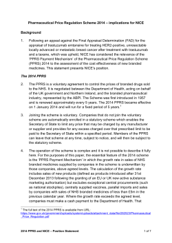 Pharmaceutical Price Regulation Scheme 2014 – implications for