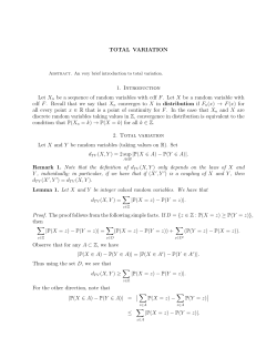 TOTAL VARIATION 1. Introduction Let Xn be a sequence of random
