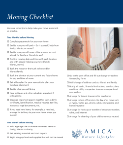 Moving Checklist - Amica Mature Lifestyles