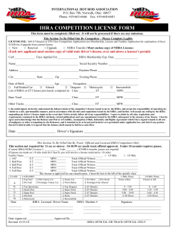 IHRA COMPETITION LICENSE FORM