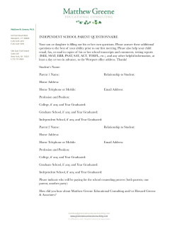 INDEPENDENT SCHOOL PARENT QUESTIONNAIRE Your son or