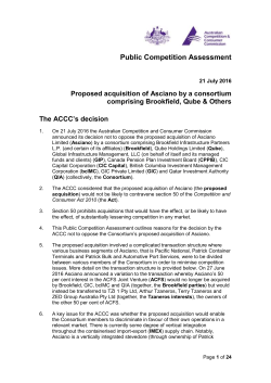 proposed acquisition of Asciano Limited - Public registers