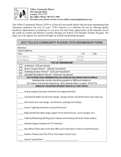 2017 TELLICO COMMUNITY PLAYERS (TCP) MEMBERSHIP FORM