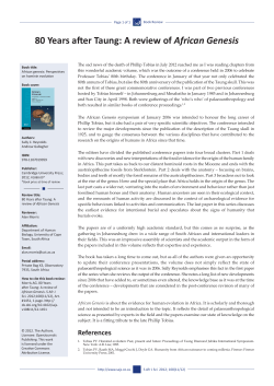 80 Years after Taung: A review of African Genesis