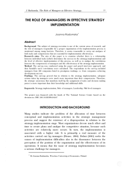 the role of managers in effective strategy implementation